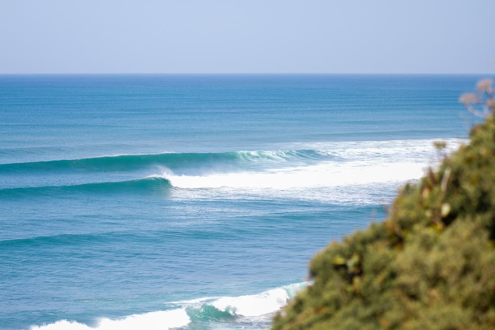 An empty lineup and crystal clear water at the surf spot Lage dos Tubos