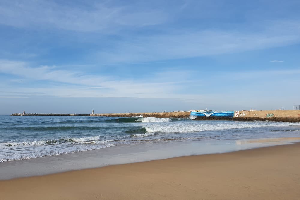 Surfing a righthand barrel at Molho Leste in Peniche